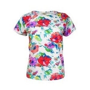 Bleu Rod Beattie Women's Floral Short Sleeve swim Rashguard Medium White Multi